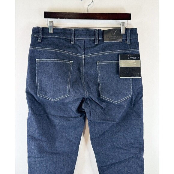 Brahman Mens Jeans Blue Denim Straight Leg Slim Fit Medium Wash Moto Biker 36x32 - Picture 10 of 13